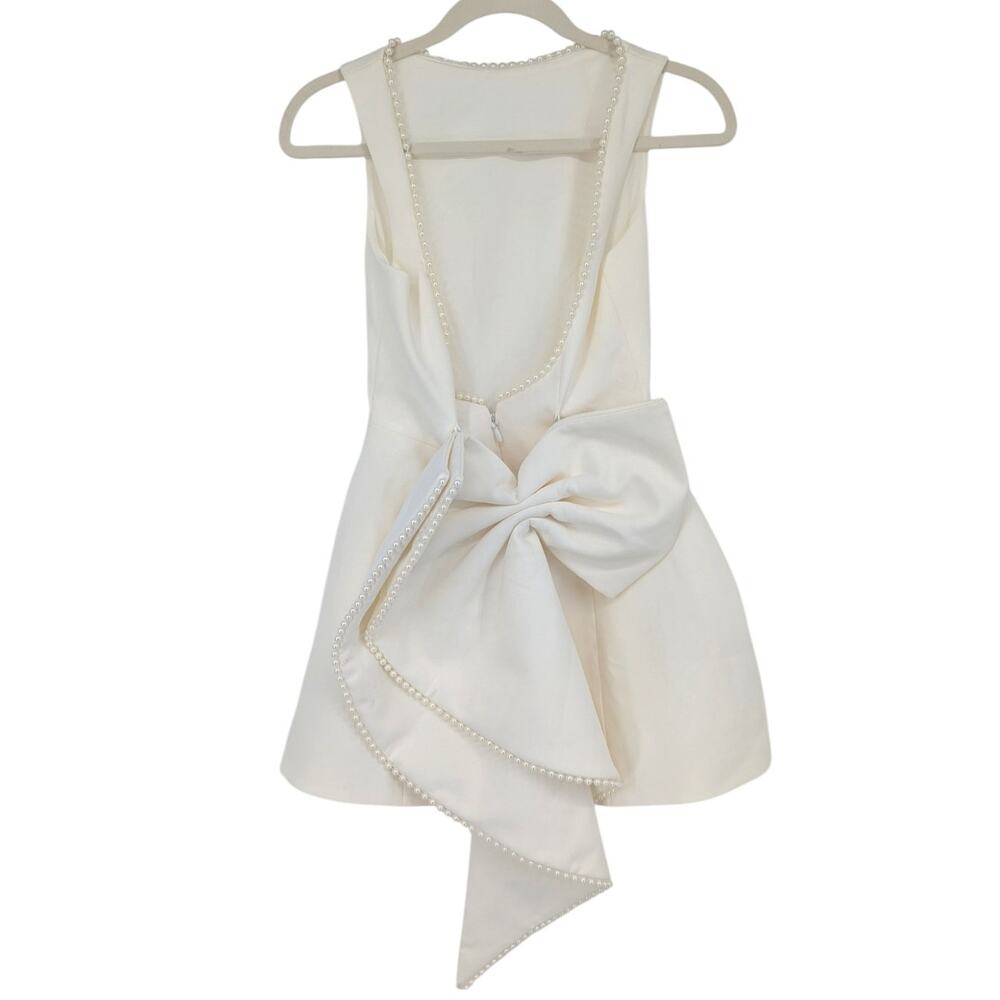Babyboo Carrie Ivory Pearl Bow Mini Dress Size Small NWT - Picture 4 of 5